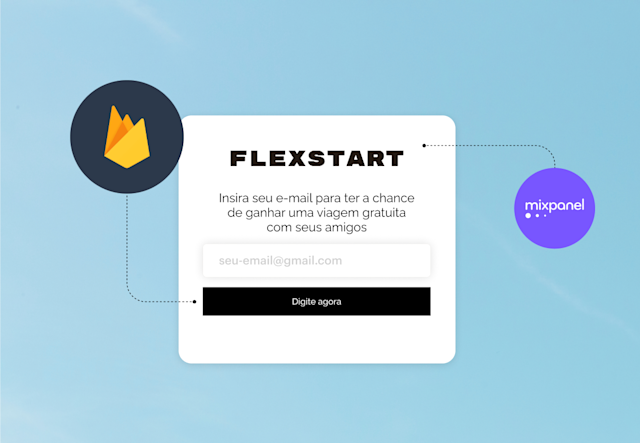Um formulário de inscrição de e-mail usando as integrações Firebase e Mixpanel do Mailchimp.
