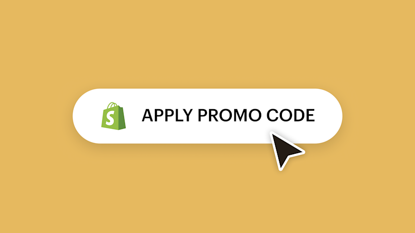 A Shopify "Apply Promo Code" button with a mouse cursor about to click it.